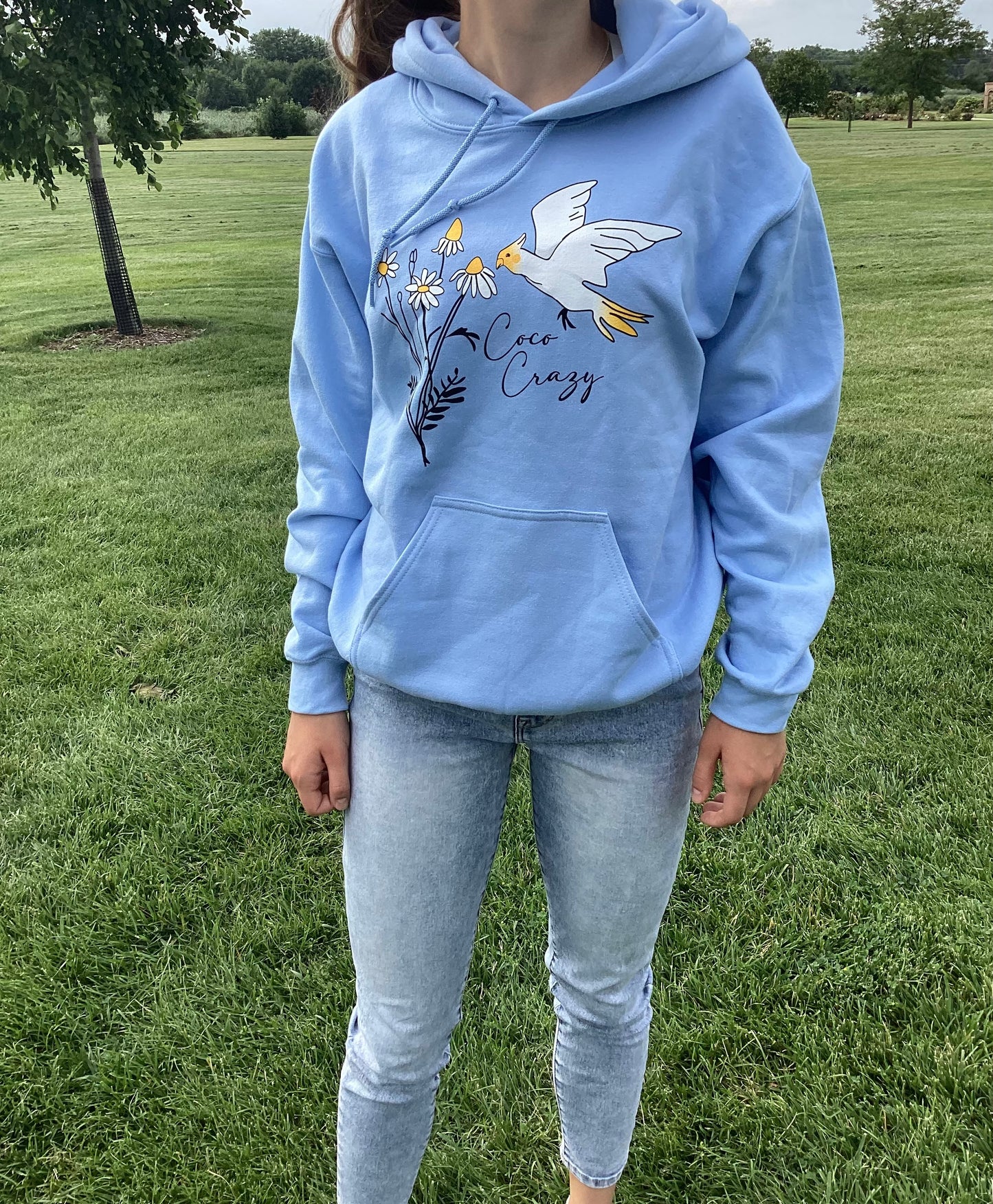 Daisies Light Blue Hooded Sweatshirt