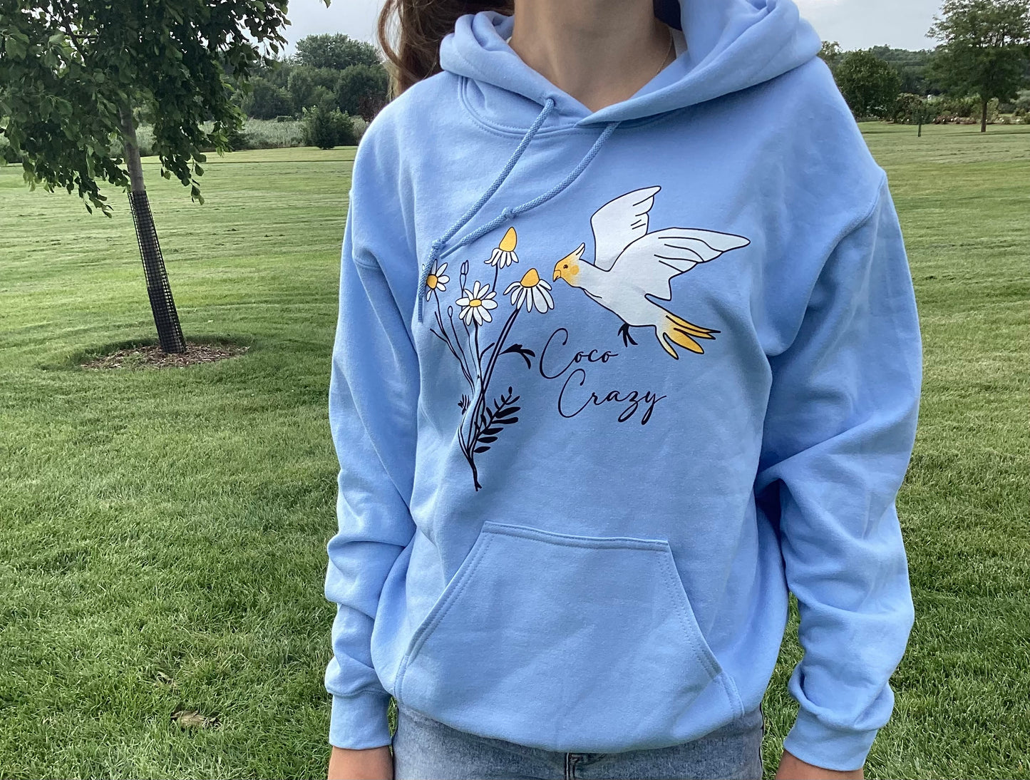Daisies Light Blue Hooded Sweatshirt